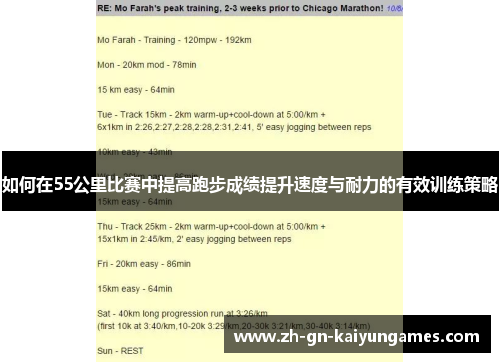 如何在55公里比赛中提高跑步成绩提升速度与耐力的有效训练策略