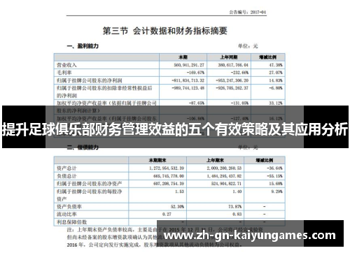 提升足球俱乐部财务管理效益的五个有效策略及其应用分析